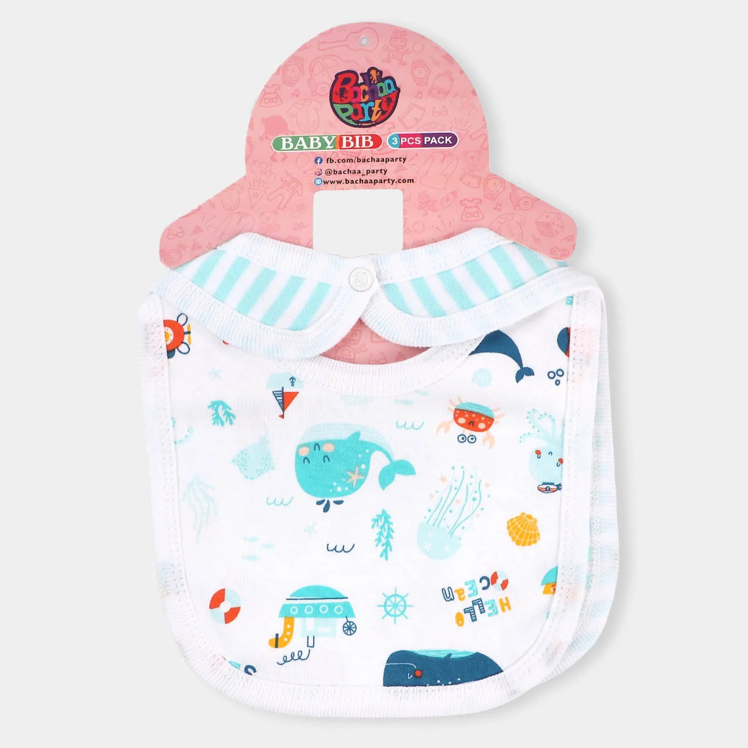 Pack Of 3 Bibs Set Marine Life-mIX