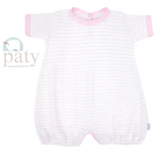 Paty - SS Romper - Pink w/ Pink Trim