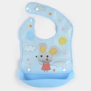 PLASTIC BIB WITH HOLDER FOR BABIES - BLUE