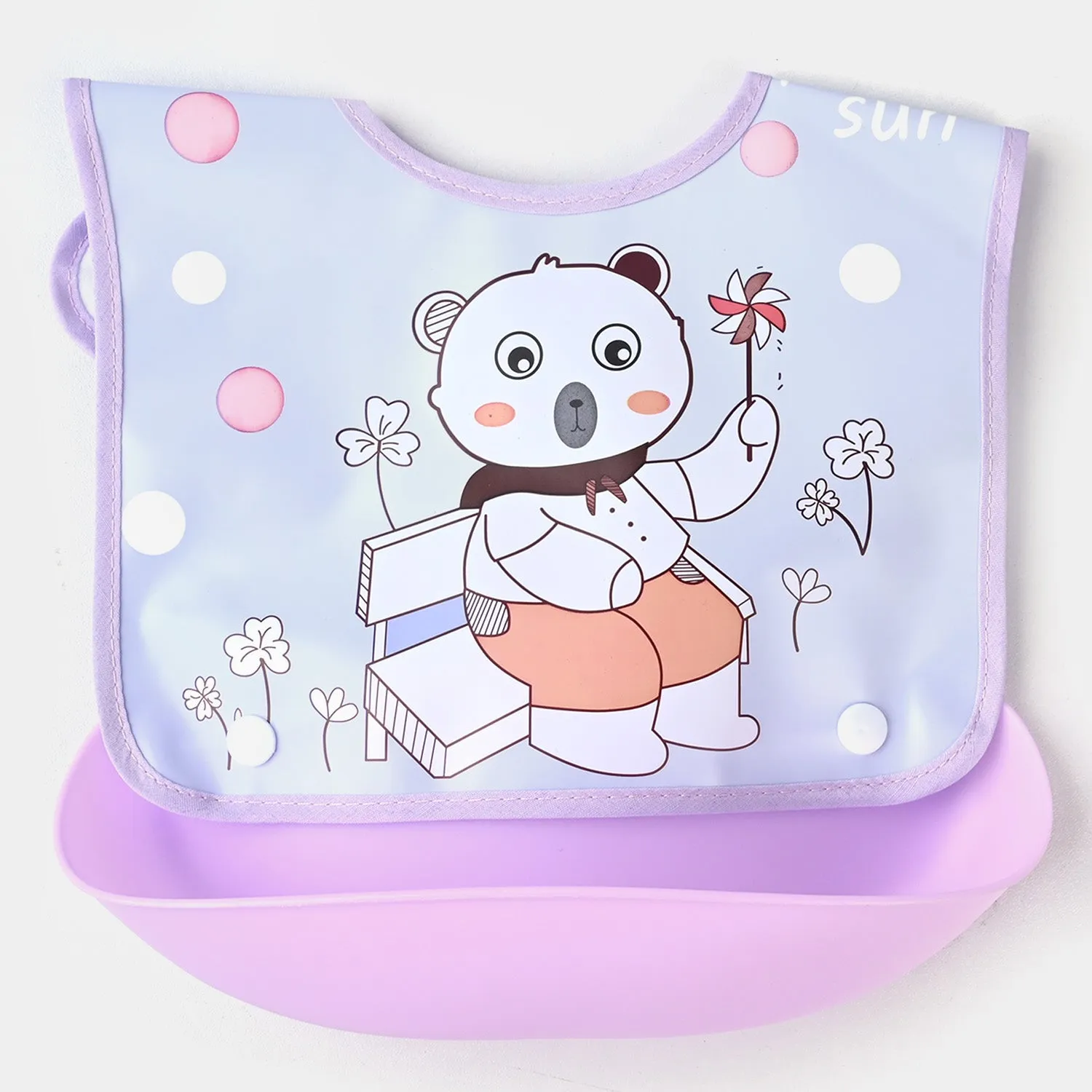 PLASTIC BIB WITH HOLDER FOR BABIES