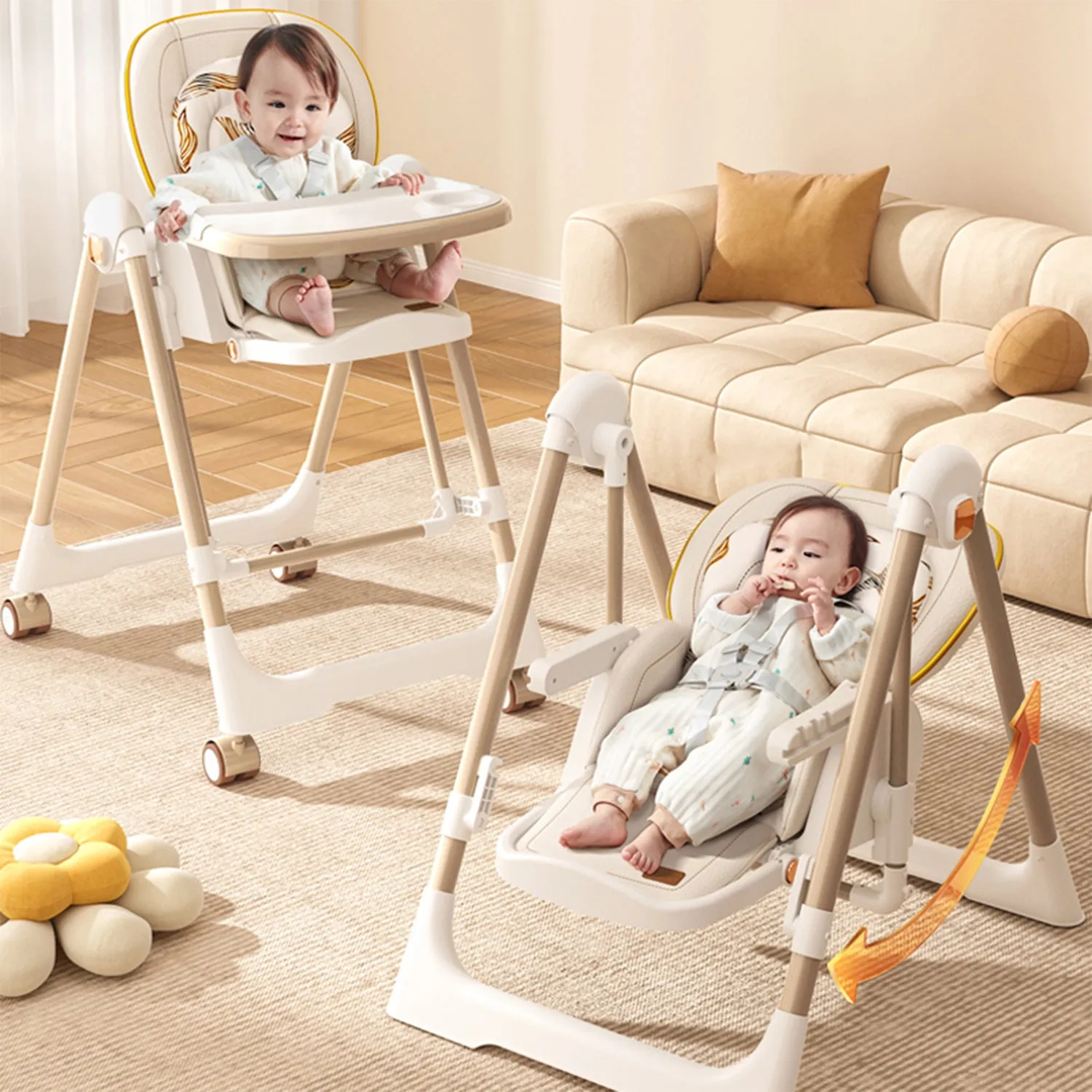 R for Rabbit Marshmallow Smart High Chair- Abstract Beige