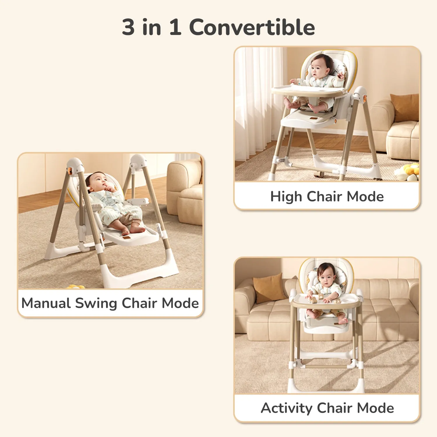 R for Rabbit Marshmallow Smart High Chair- Abstract Beige