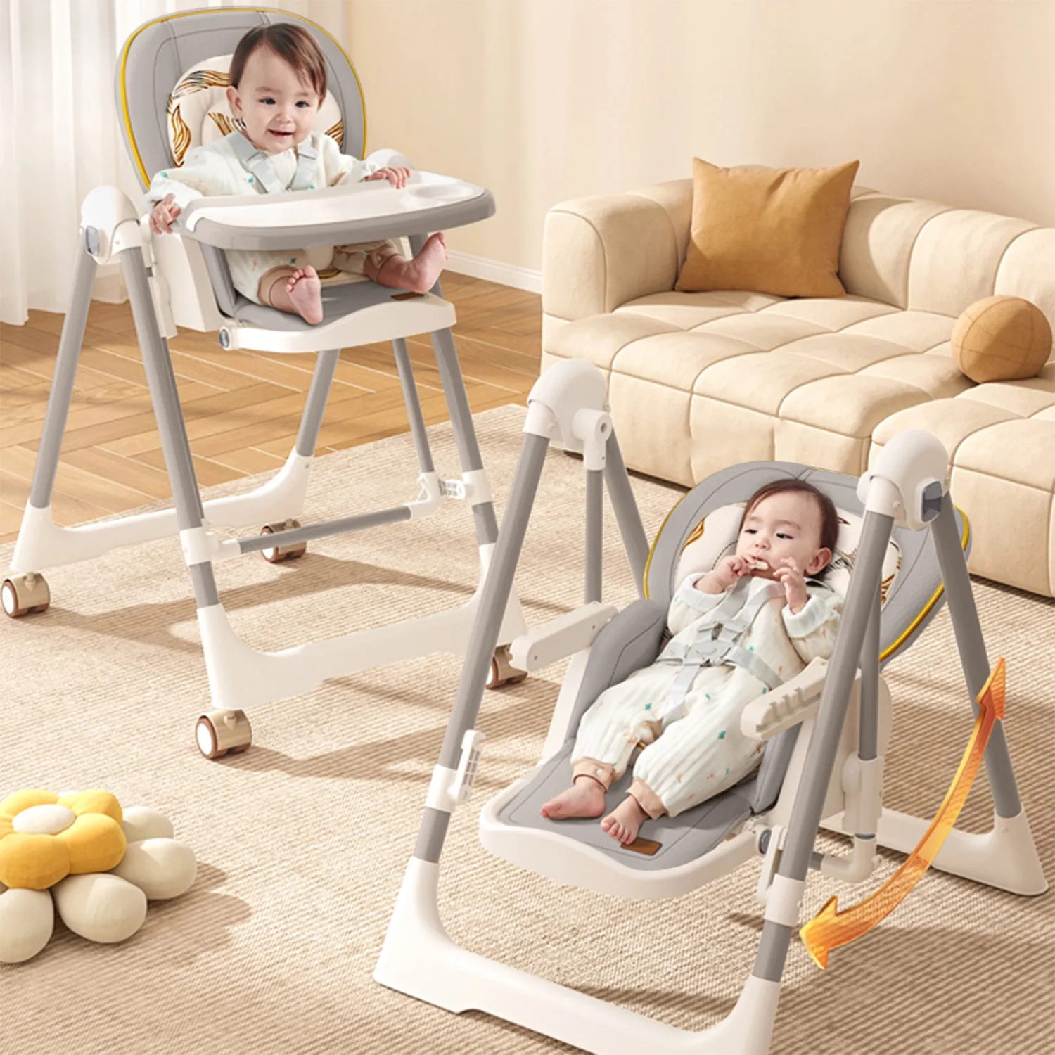 R for Rabbit Marshmallow Smart High Chair- Abstract Grey