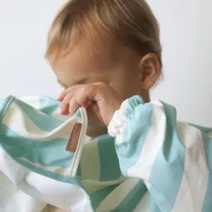 Rommer Adjustable Smock Bib in Sea Mist - Stylish and Functional Baby Feeding Apron