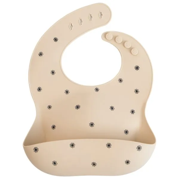 Silicone Baby Bib (Black Daisy)