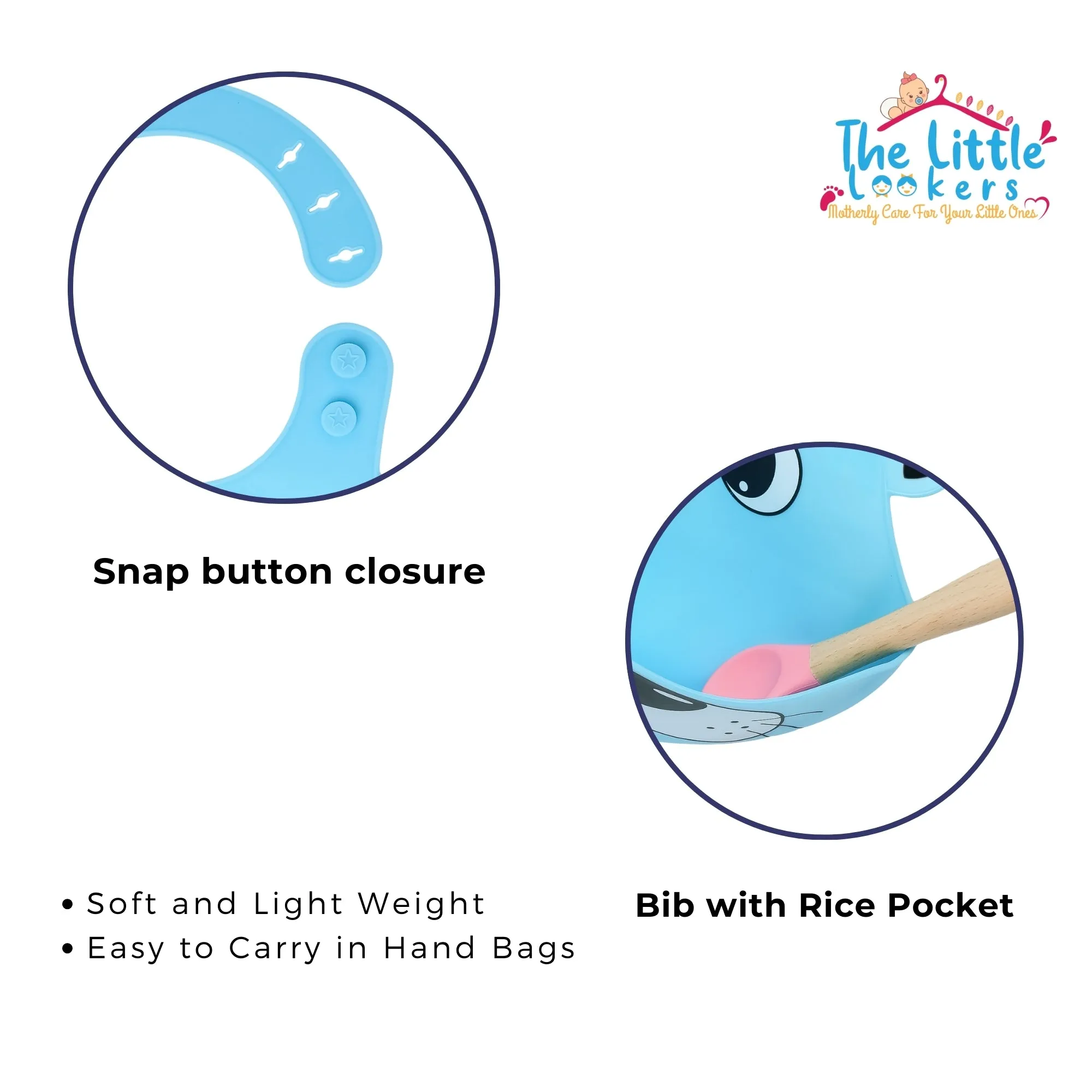 THE LITTLE LOOKERS Silicone Feeding Bib with Adjustable Strap, Waterproof, Easy to wash, Stain Proof | BPA Free/Soft Material Bibs with Tray/Food Catcher