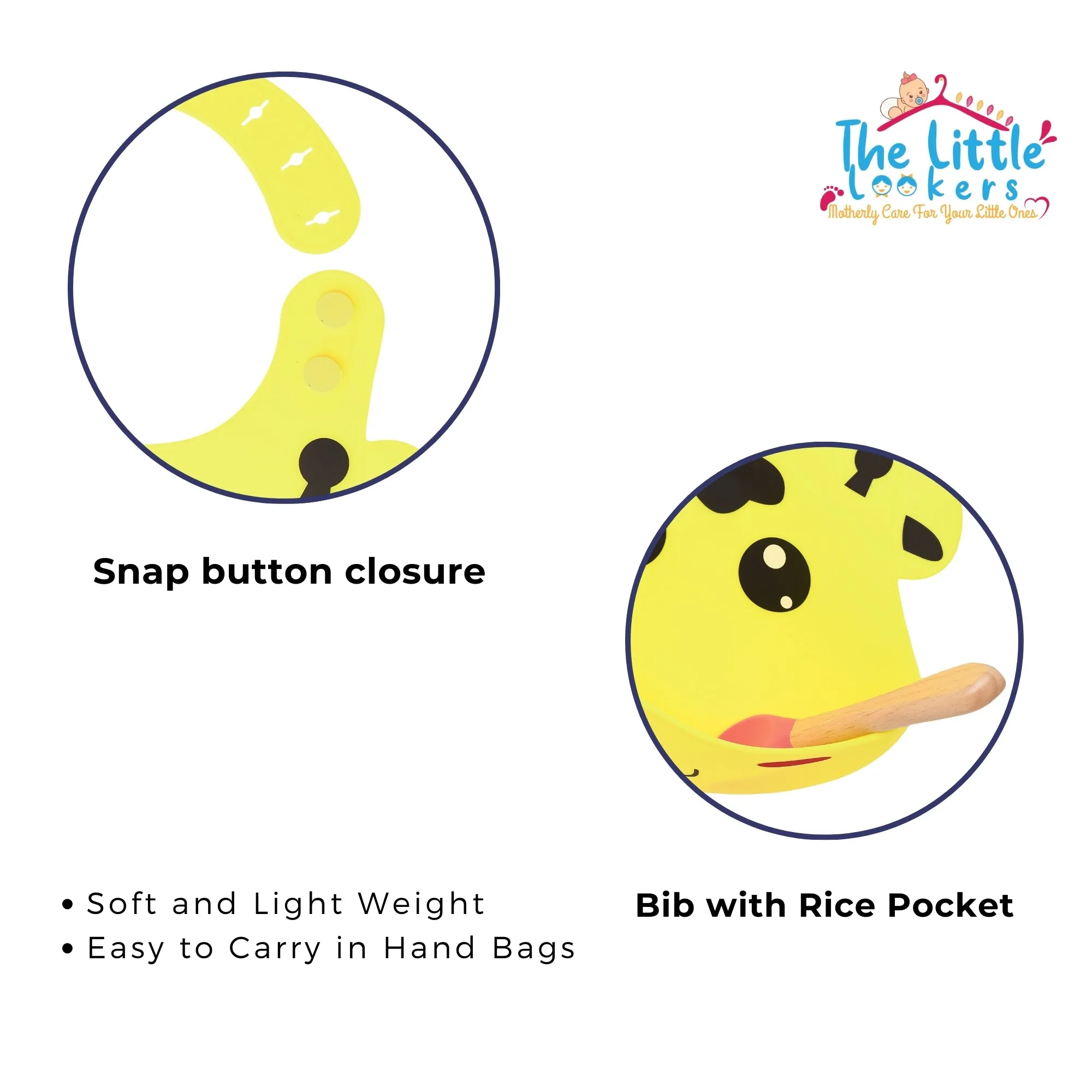 THE LITTLE LOOKERS Silicone Feeding Bib with Adjustable Strap, Waterproof, Easy to wash, Stain Proof | BPA Free/Soft Material Bibs with Tray/Food Catcher