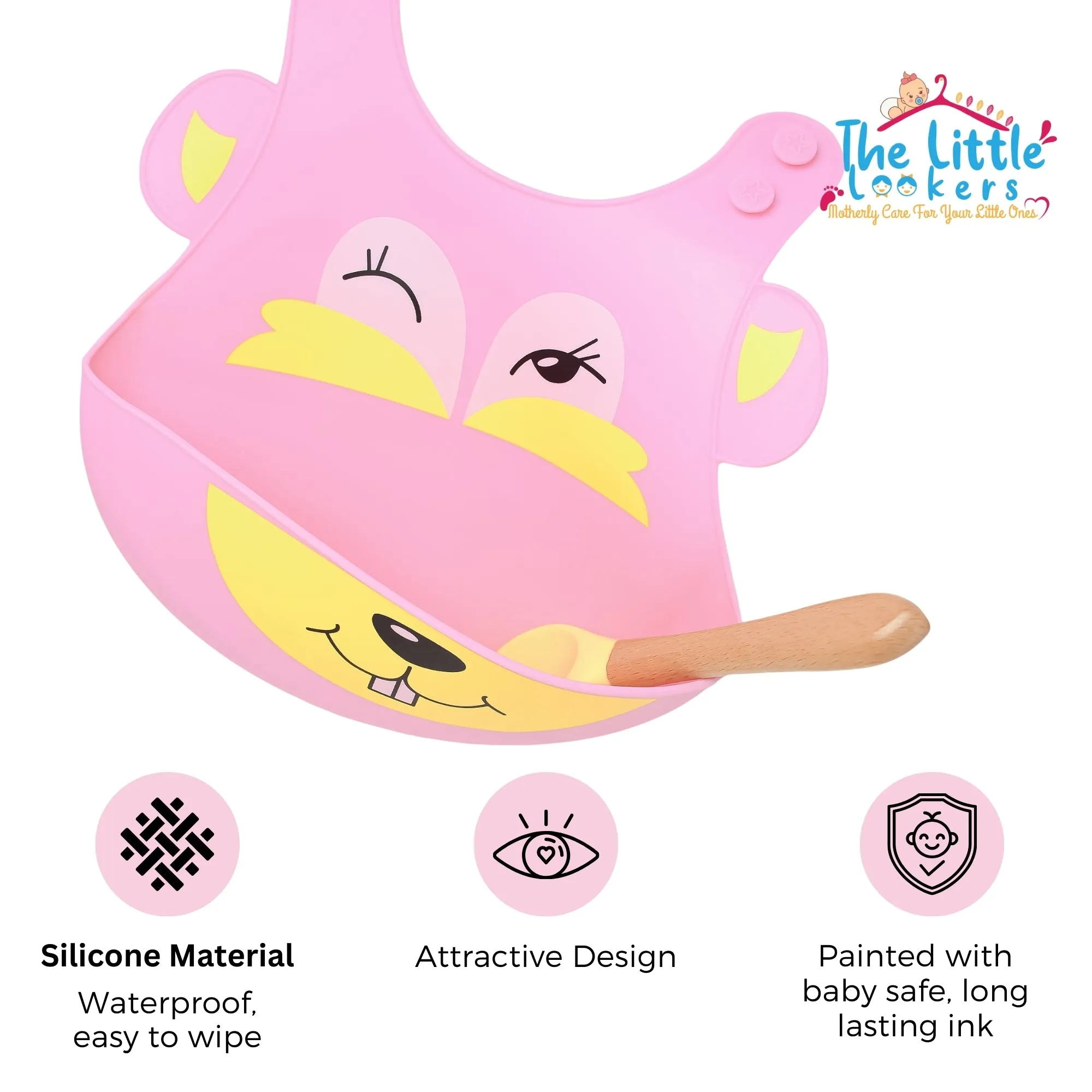 THE LITTLE LOOKERS Silicone Feeding Bib with Adjustable Strap, Waterproof, Easy to wash, Stain Proof | BPA Free/Soft Material Bibs with Tray/Food Catcher