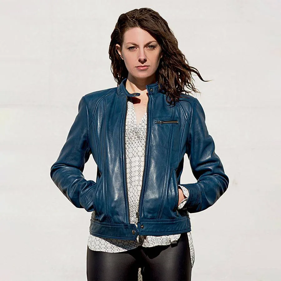 Whet Blu Women's Classic Scooter Style Leather Jacket