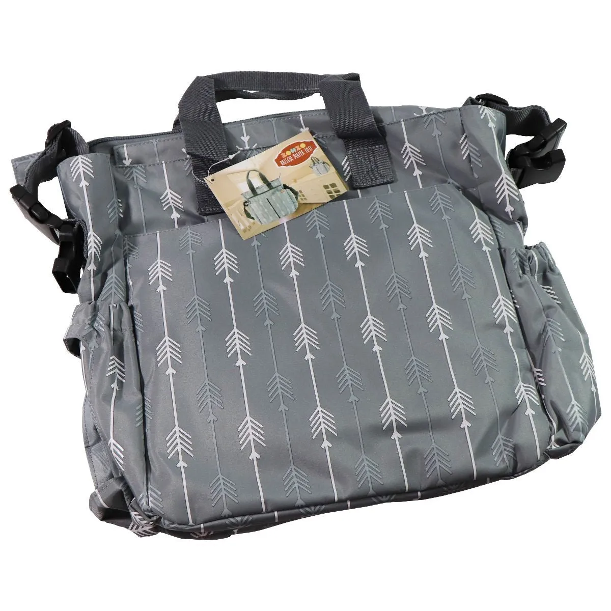 Zohzo Baby Diaper Tote Bag with Changing Pad and Shoulder Strap - Gray